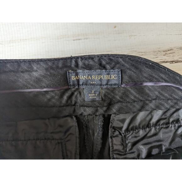 Banana Republic Factory Black Pinstripe High Waist Trouser Pants sz 2 - Picture 5 of 6